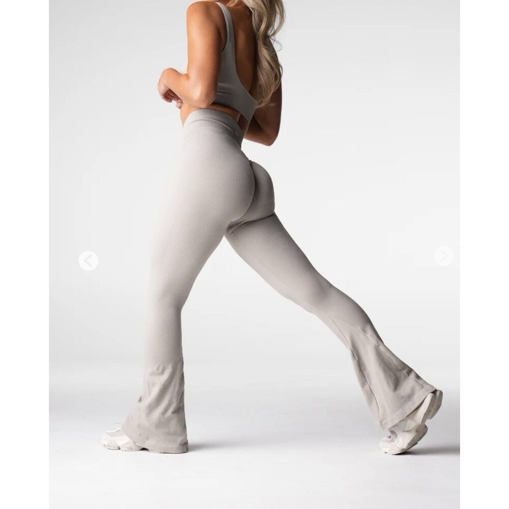 NVGTN Driftwood Harmony Ribbed Seamless Flare Athletic Leggings Small